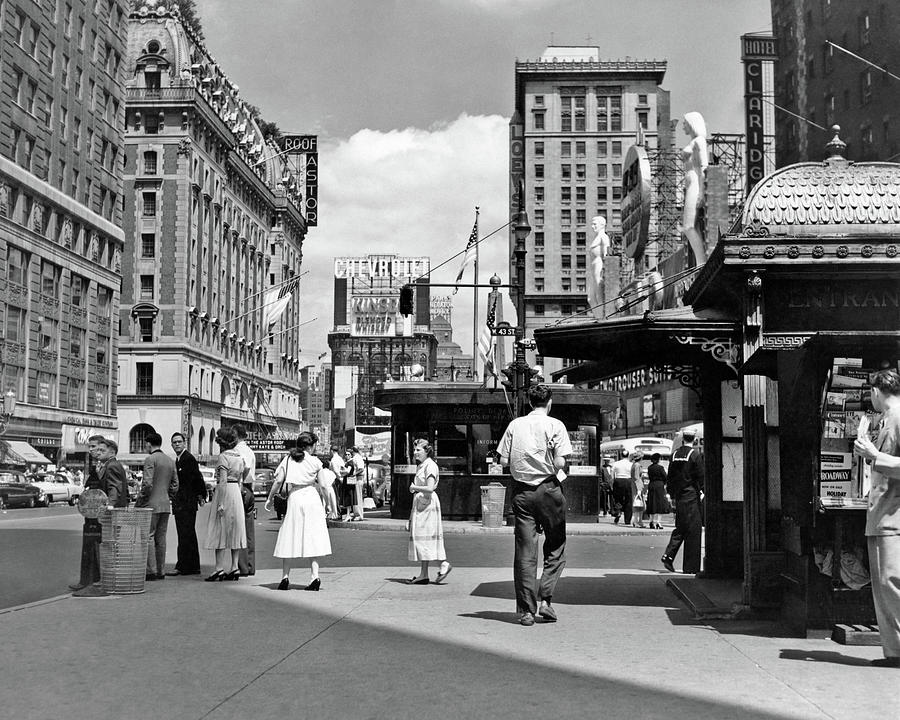 1950s New York City Times Square West Photograph by Vintage Images - Pixels