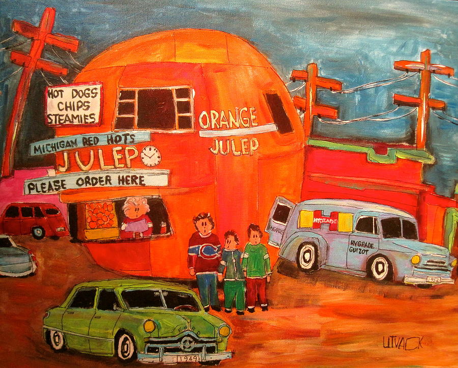 1950s Orange Julep Montreal Memories Painting by Michael Litvack