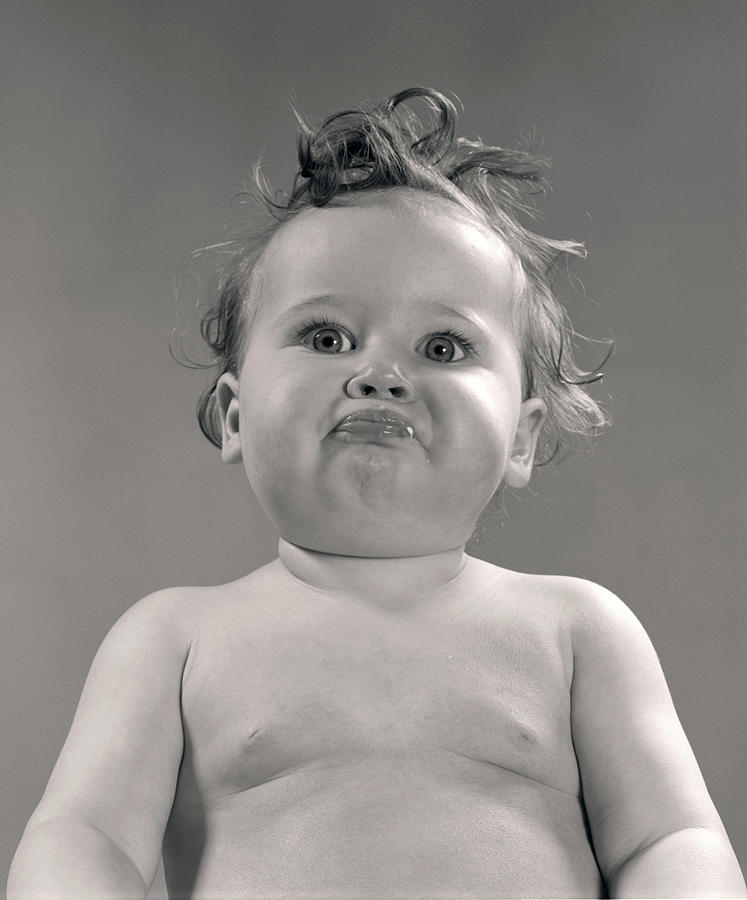 1950s Portrait Baby With Messy Hair & Photograph by Vintage Images ...