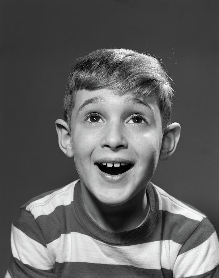 1950s Portrait Smiling Boy Looking Photograph by Vintage Images - Pixels