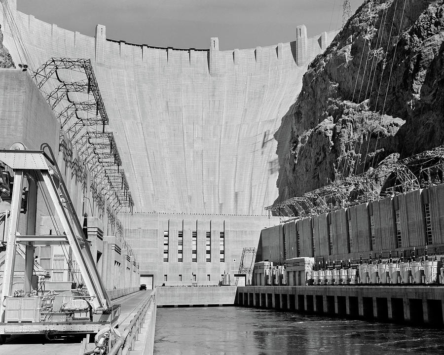 Black And White Photograph - 1950s Shot Of Hoover Dam Taken From End by Vintage Images