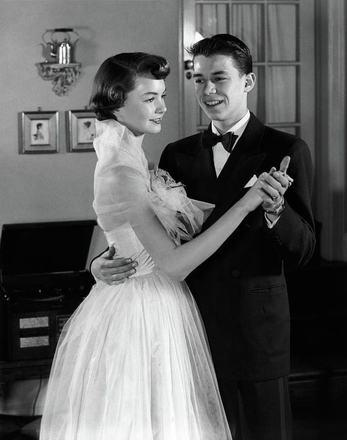 1950s Smiling Teenage Couple In Formal Photograph by Vintage Images ...