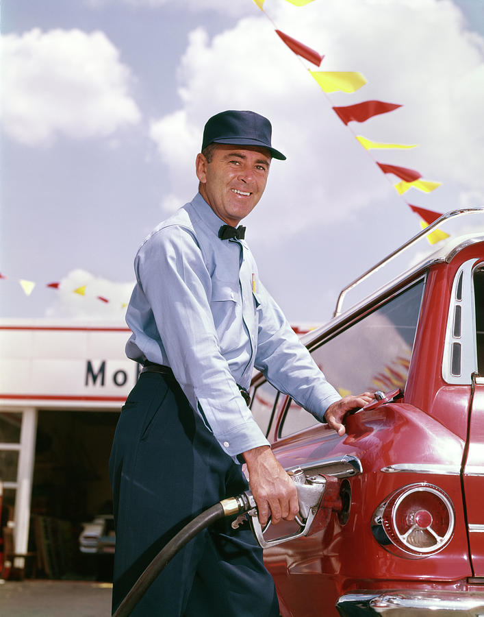 1950s Smiling Uniformed Service Station Photograph by Vintage Images ...