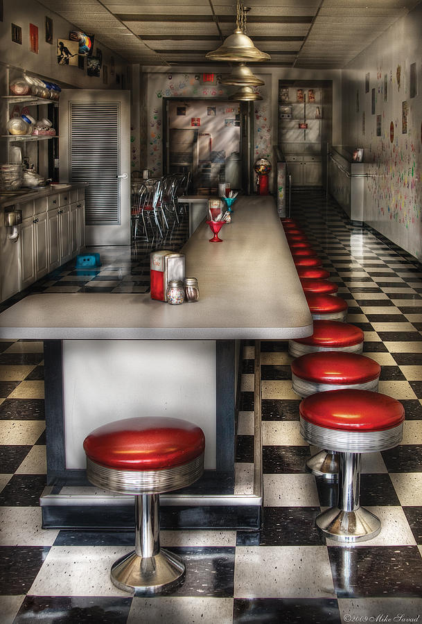 Vintage Photograph - 1950s - The Ice Cream Parlor  by Mike Savad