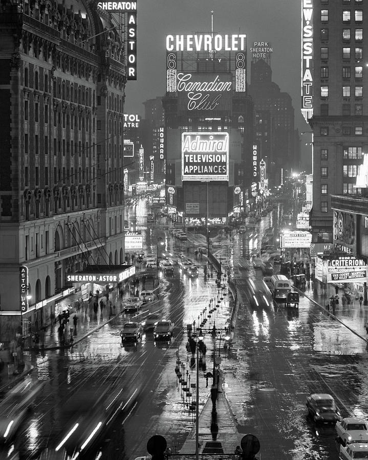 1950s New York City Times Square Looking North From Roof Of Hotel ...