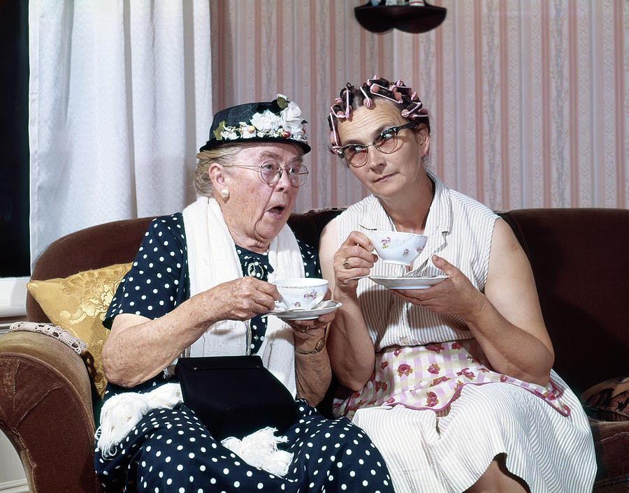 1950s Two Elderly Drinking Tea Photograph By Vintage Images Fine Art