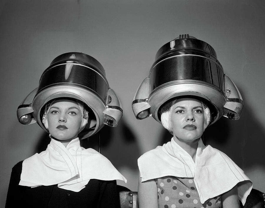 1950s Two Women Under Hair Dryers Photograph by Vintage Images - Fine Art  America
