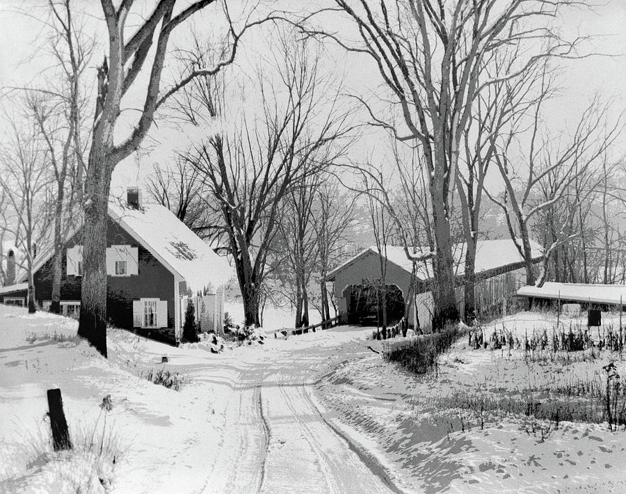 1950s Winter Road Leading To Covered Photograph by Vintage Images - Pixels