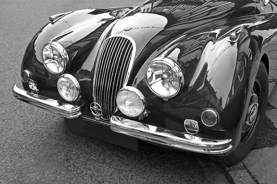 1951 Jaguar XK120 in Black and White Photograph by Gill Billington