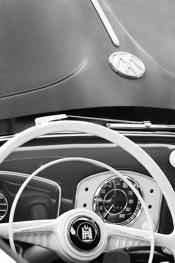 1951 Volkswagen VW Beetle Cabriolet Steering Wheel Emblem - Hood Emblem Photograph by Jill Reger