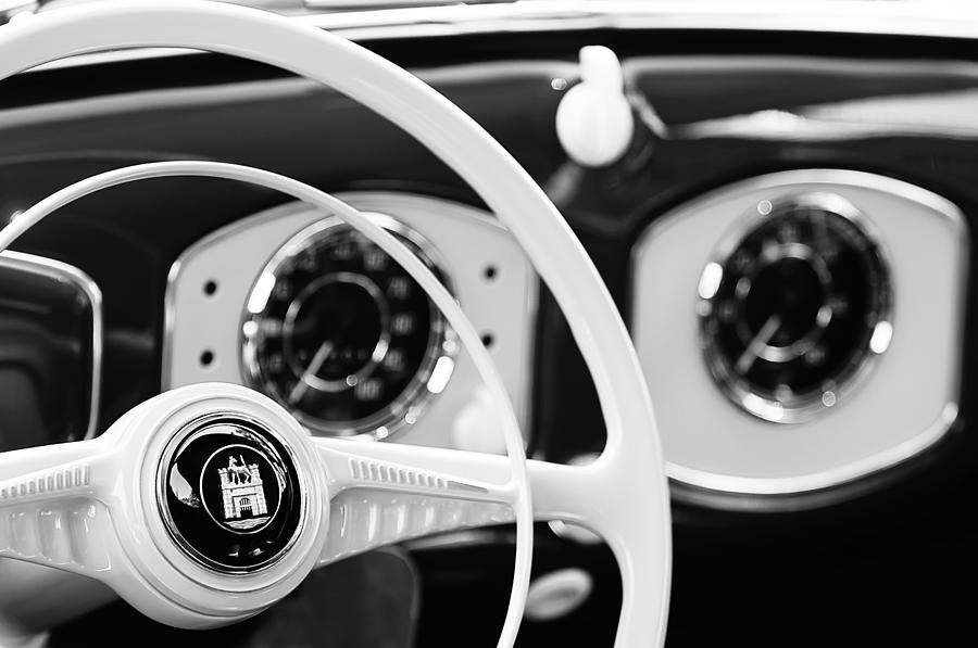 1951 Volkswagen VW Beetle Cabriolet Steering Wheel Emblem Photograph by Jill Reger