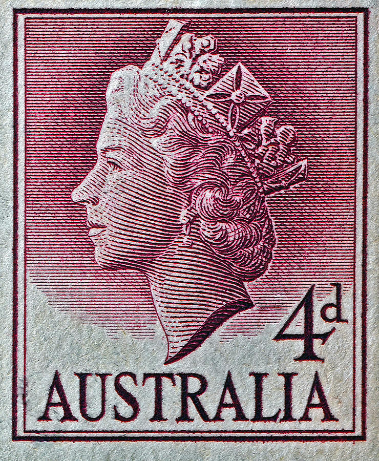 1952-1958 Australia Queen Elizabeth II Stamp Photograph by Bill Owen