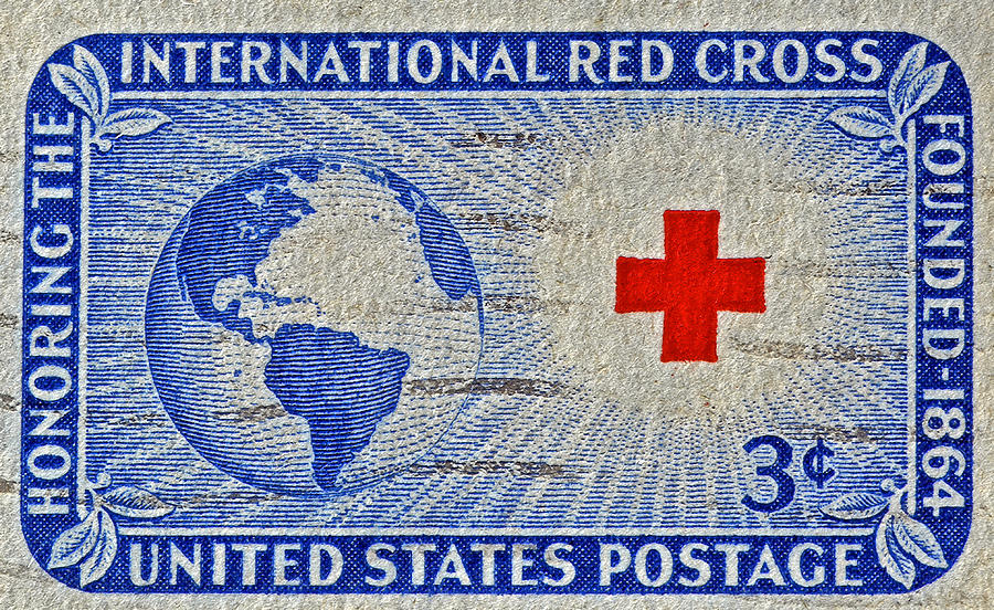 Stamp Photograph - 1952 International Red Cross Stamp by Bill Owen