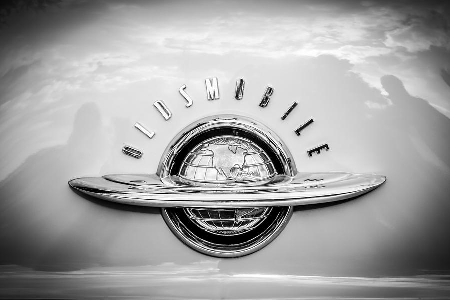 1952 Oldsmobile 98 Holiday Hardtop Emblem -0676bw Photograph by Jill Reger