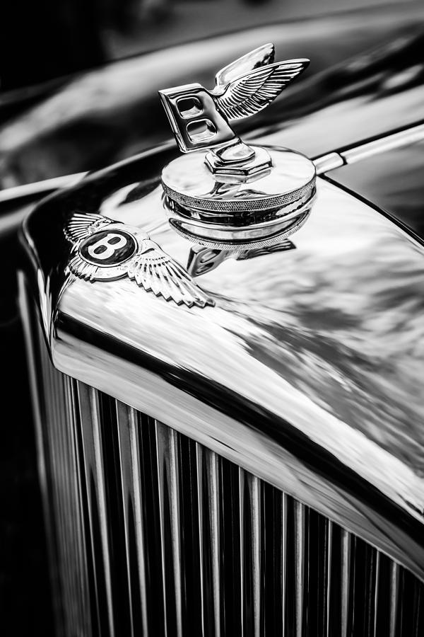1953 Bentley R-Type Hood Ornament - Emblem -0790bw Photograph by Jill Reger