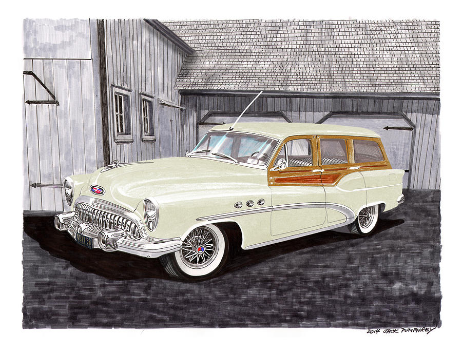1953 Buick Estate Wagon Woody Painting by Jack Pumphrey