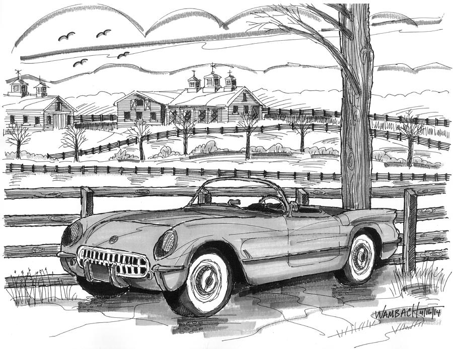 1953 Chevrolet Corvette Drawing by Richard Wambach