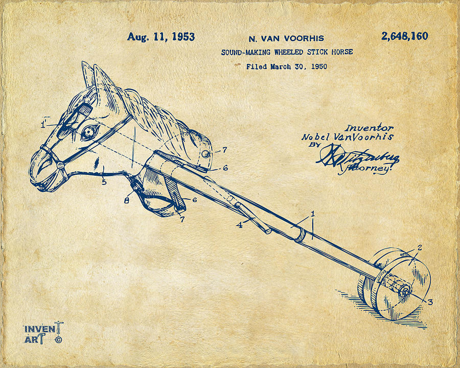 1953 Horse Toy Patent Artwork Vintage Digital Art by Nikki Marie Smith