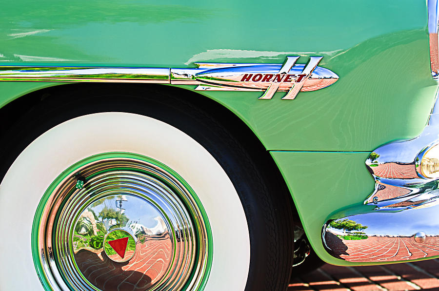 Car Photograph - 1953 Hudson Hornet Sedan Wheel Emblem by Jill Reger