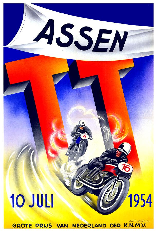 1954 - Assen TT Motorcycle Poster - Color Digital Art by John Madison