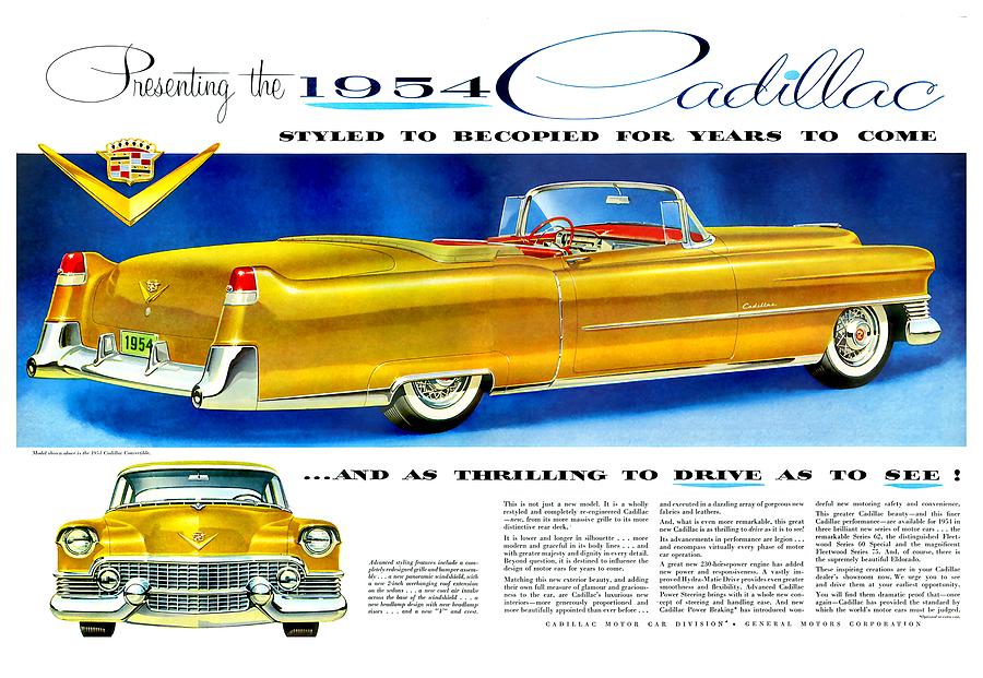 1954 - Cadillac Convertible Automobile Advertisement - Color Digital Art by John Madison