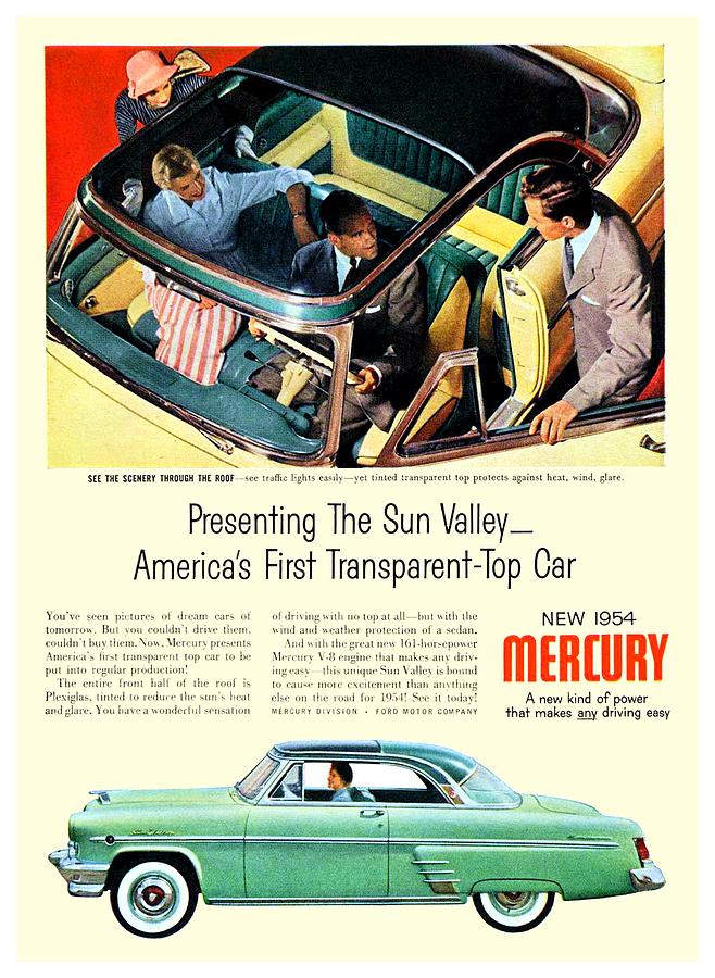 1954 - Mercury Sun Valley Automobile Advertisement - Color Digital Art by John Madison