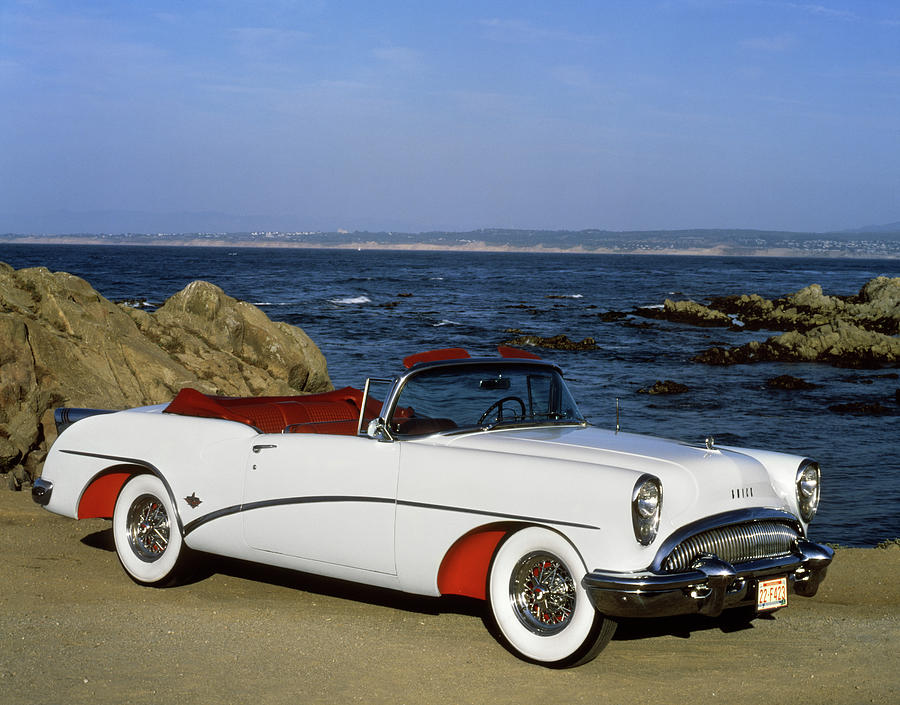 Car Photograph - 1954 Buick Skylark White Convertible by Vintage Images
