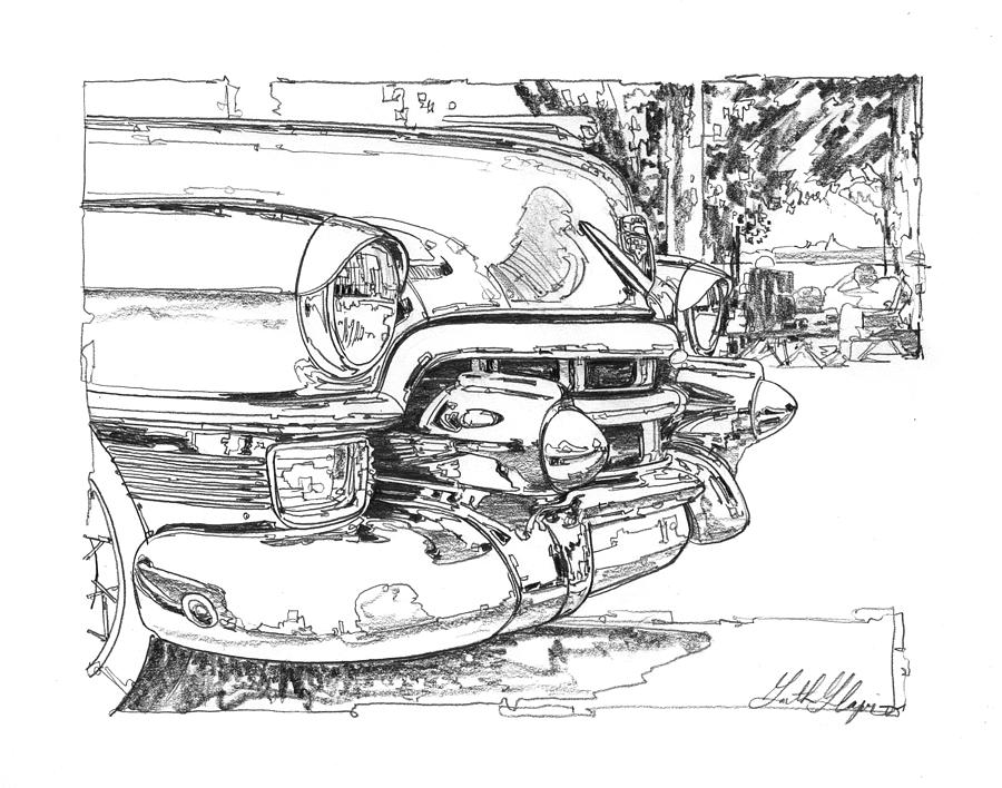 1954 Cadillac Study Drawing by Garth Glazier