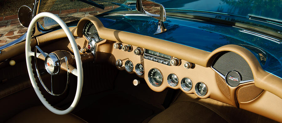 Car Photograph - 1954 Chevrolet Corvette Steering Wheel -502c by Jill Reger