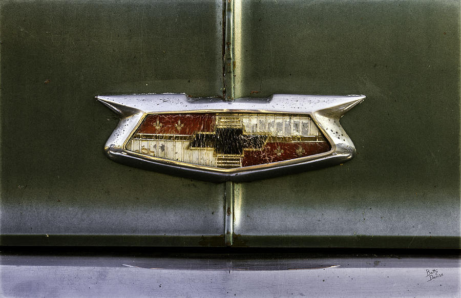 Car Photograph - 1954 Chevy Hood Emblem by Betty Denise