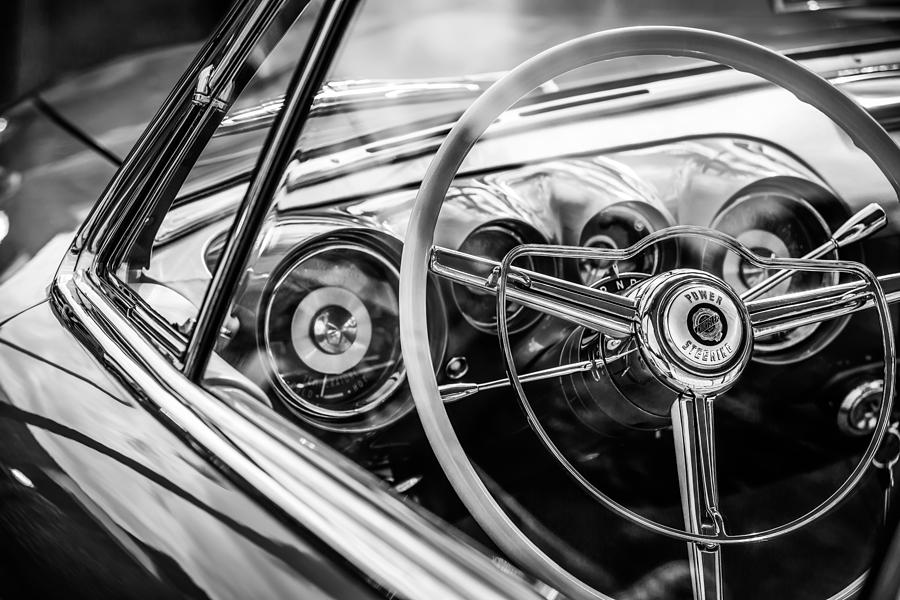 1954 Chrysler Ghia Steering Wheel Emblem -1627bw Photograph by Jill Reger