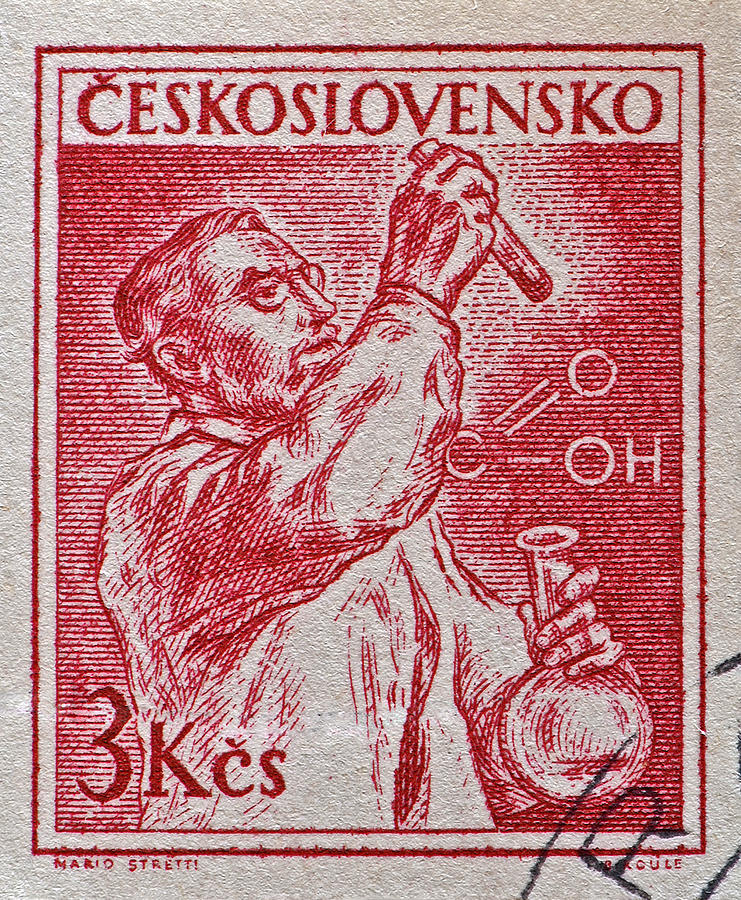 1954 Czechoslovakian Chemist Stamp Photograph by Bill Owen