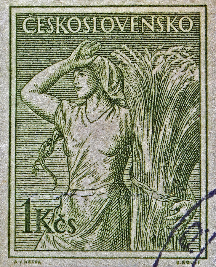 1954 Czechoslovakian Farm Woman Stamp Photograph by Bill Owen