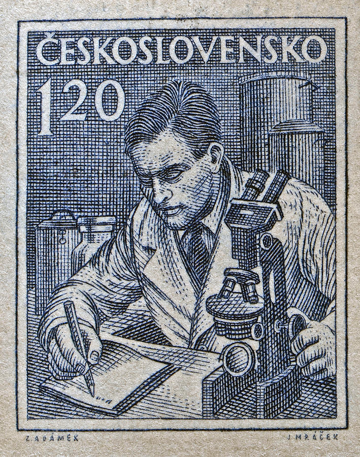 1954 Czechoslovakian Scientist Stamp Photograph by Bill Owen