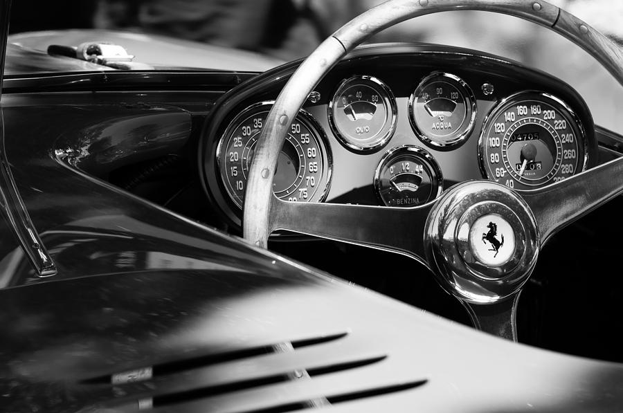 Ferrari Photograph - 1954 Ferrari 500 Mondial Spyder Steering Wheel Emblem by Jill Reger