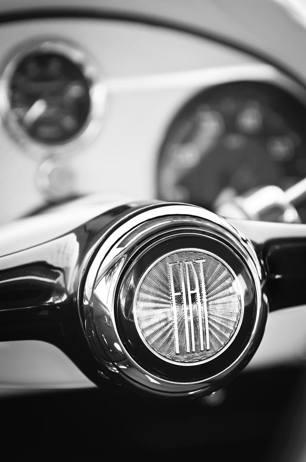 1954 Fiat 1100 Berlinetta Stanguellini Bertoneo Steering Wheel -1782bw Photograph by Jill Reger