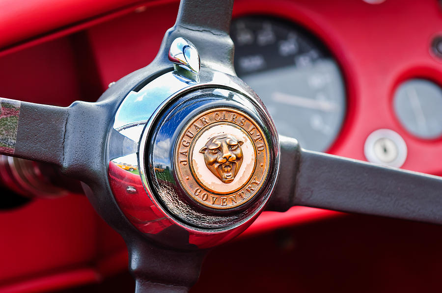 1954 Jaguar Steering Wheel Emblem 0959c Photograph by Jill Reger