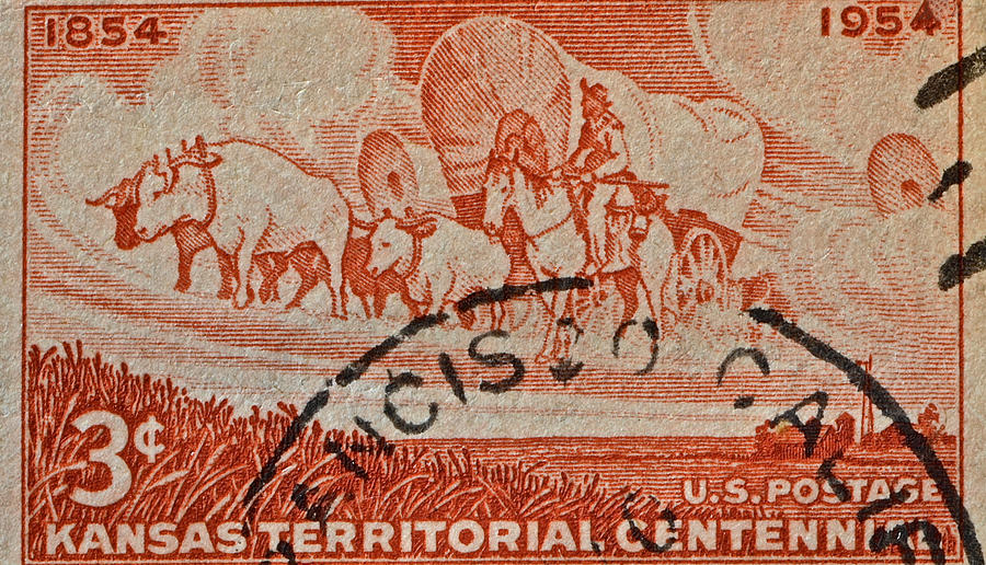 San Francisco Photograph - 1954 Kansas Territorial Centennial Stamp - San Francisco Cancelled by Bill Owen