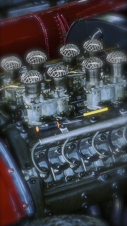 1954 Lancia D50A Engine Block Photograph by John Colley