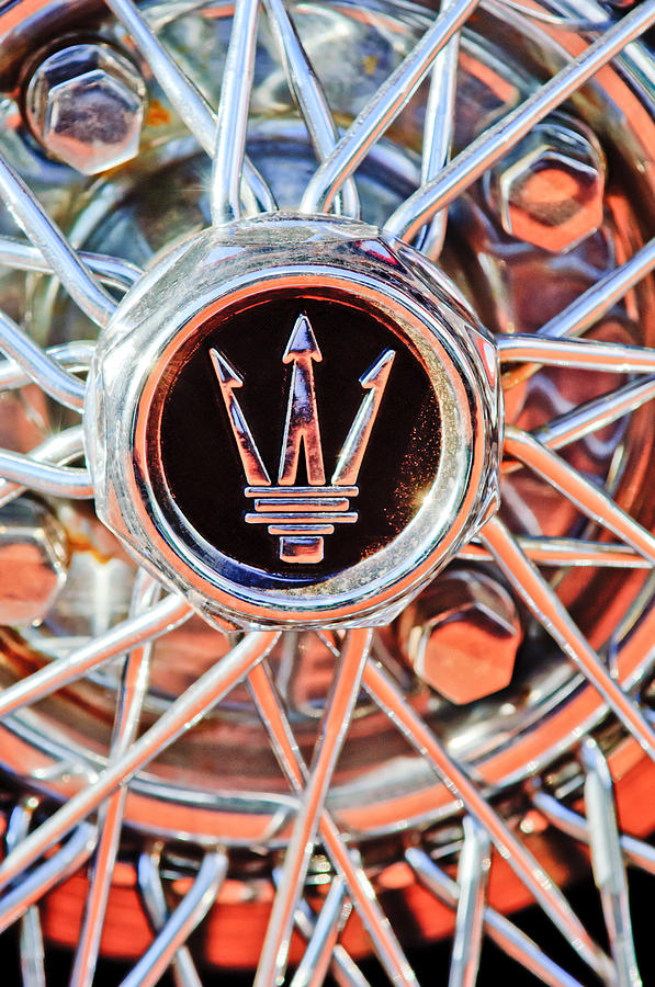 Car Photograph - 1954 Maserati A6 GCS Wheel Rim Emblem by Jill Reger
