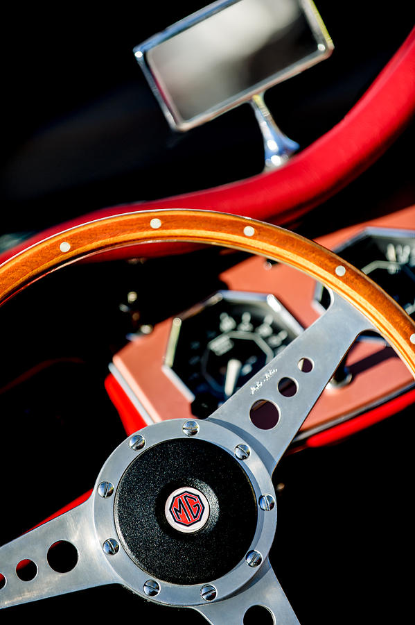 1954 MG TF Steering Wheel Emblem Photograph by Jill Reger