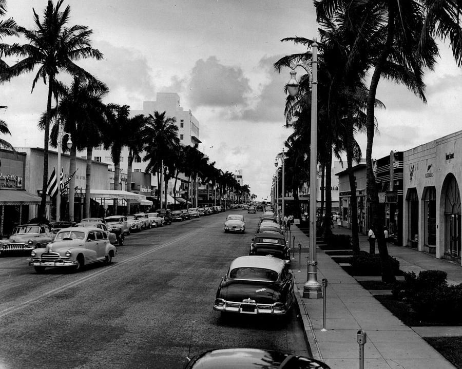 1954 Miami Beach Lincoln Road Photograph by Retro Images Archive