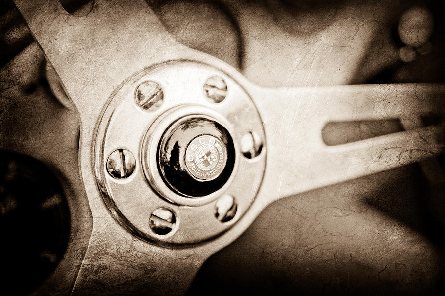 1954 O.S.C.A. MT4 Maserati Steering Wheel Emblem Photograph by Jill Reger