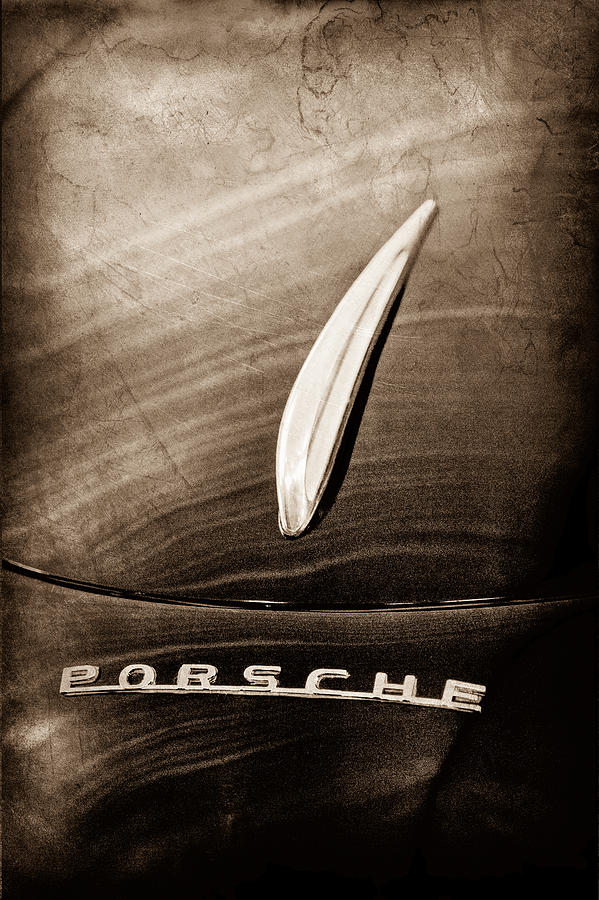 Car Photograph - 1954 Porsche 356 1500 Bent-Window Coupe Hood Ornament - Emblem by Jill Reger