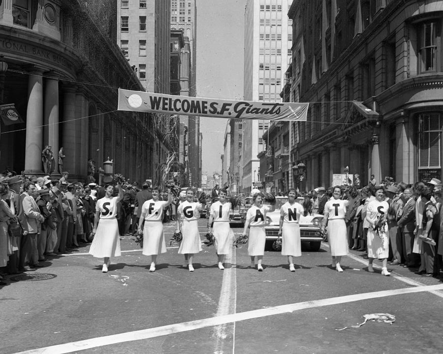 1954 World Series Champions Giants Parade Retro Cheerleaders Photograph by Retro Images Archive