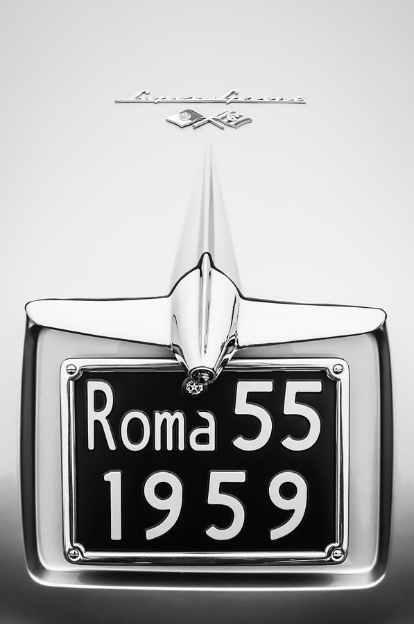 1955 Alfa Romeo 1900 CSS Ghia Aigle Cabriolet Grille Emblem - Super Sprint Emblem -0601bw Photograph by Jill Reger
