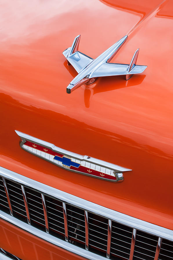1955 Chevrolet 210 Resto Mod Hood Ornament - Emblem Photograph by Jill Reger