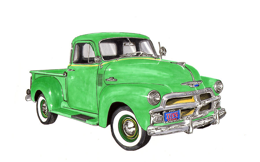 1955 Chevrolet 5 Window Pick Up Painting by Jack Pumphrey