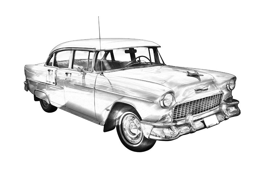 1955 Chevrolet Bel Air Illustration Photograph by Keith Webber Jr