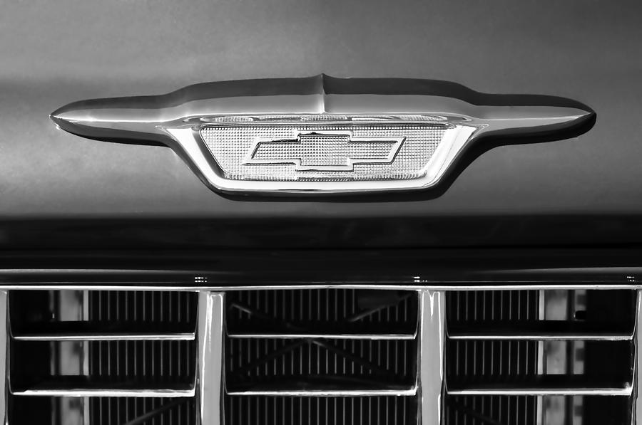 Car Photograph - 1955 Chevrolet Pickup Truck Emblem by Jill Reger